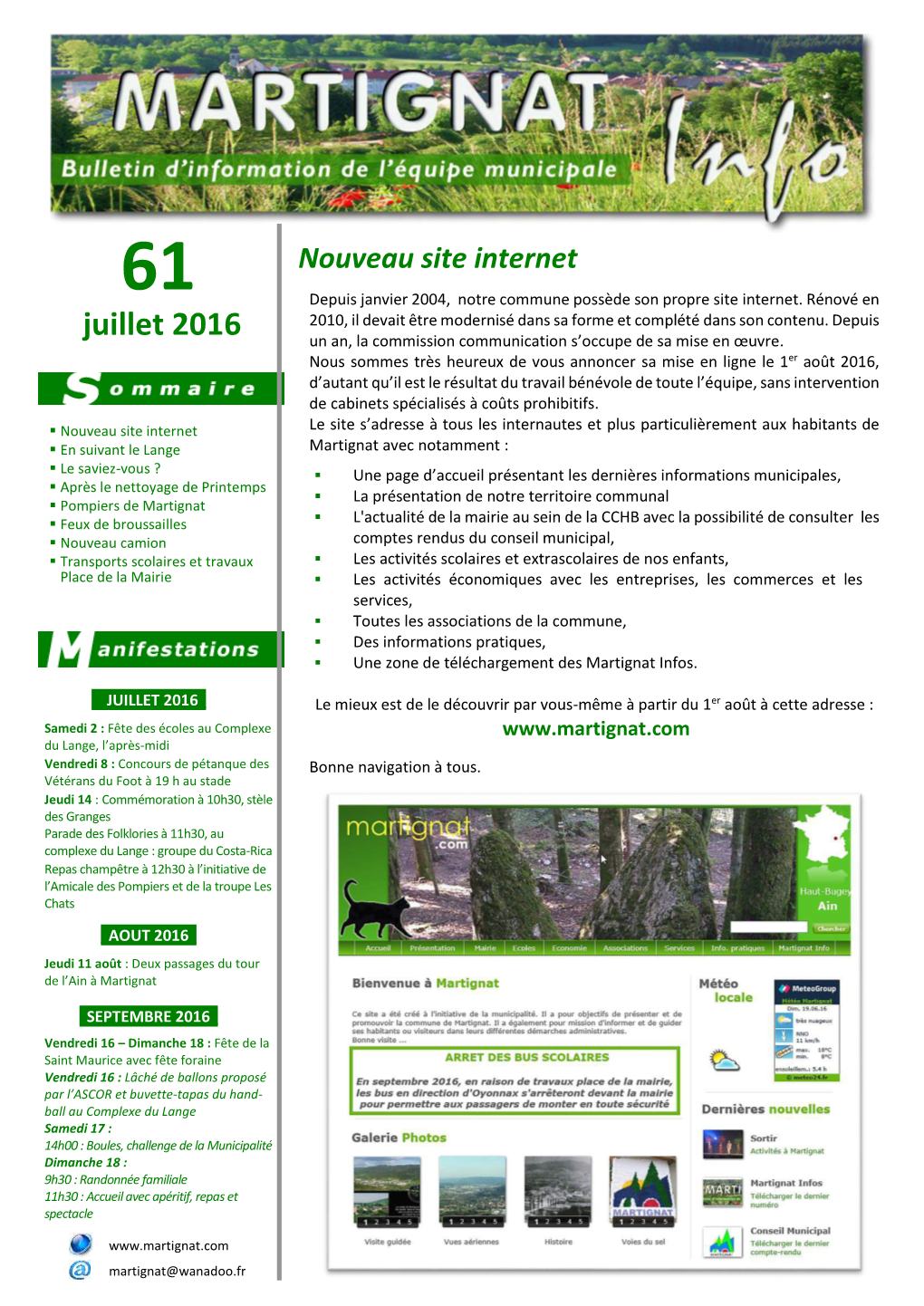 61 Depuis Janvier 2004, Notre Commune Possède Son Propre Site Internet