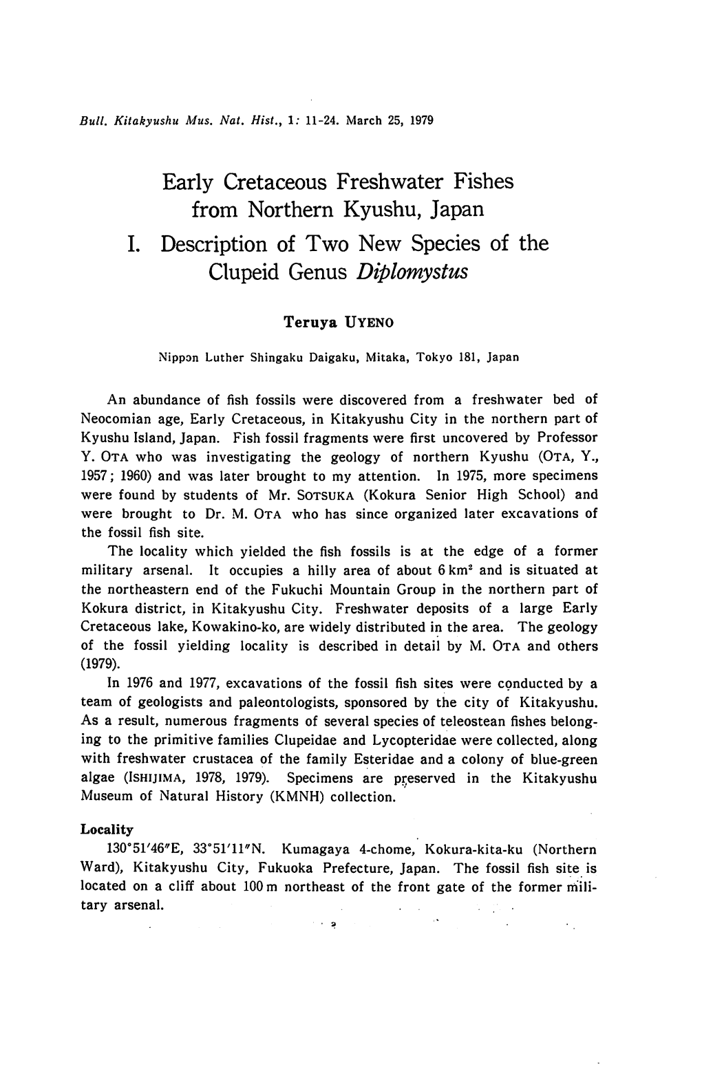 I. Description of Two New Species of the Clupeid Genus Diplomystus