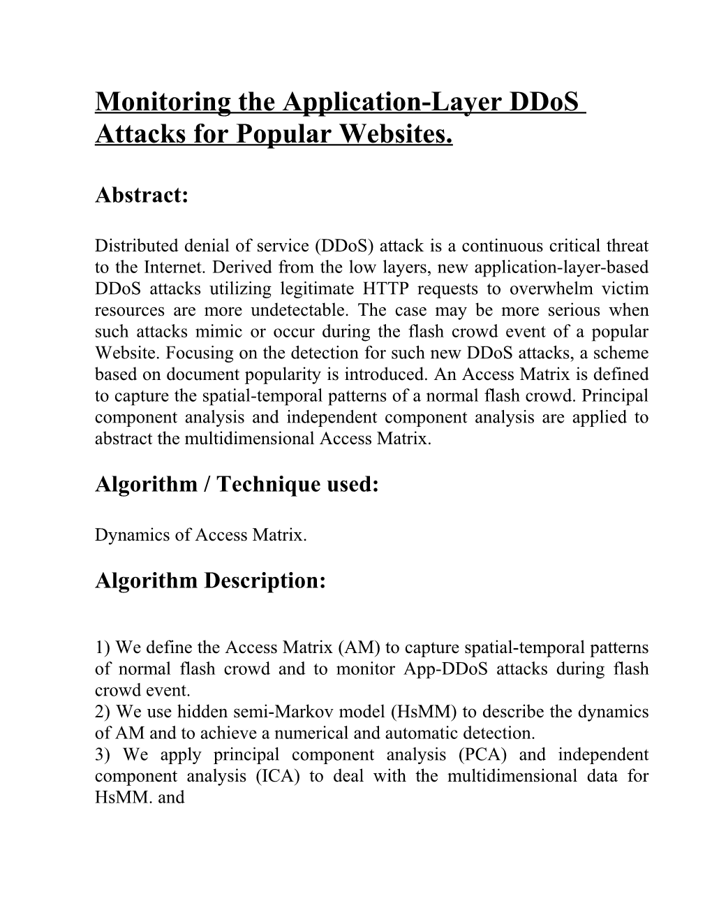 Monitoring the Application-Layer Ddos Attacks for Popular Websites