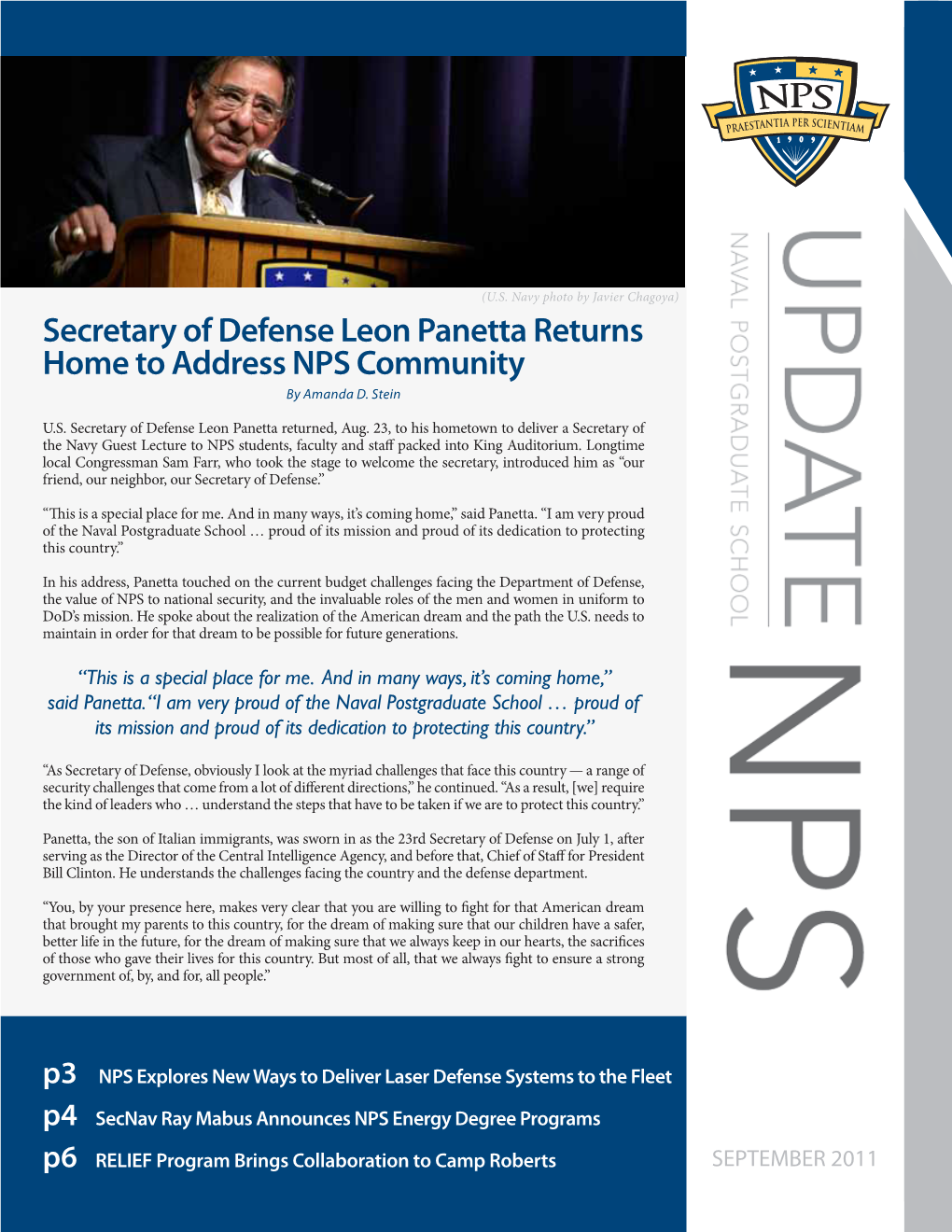 Secretary of Defense Leon Panetta Returns Home to Address NPS Community by Amanda D