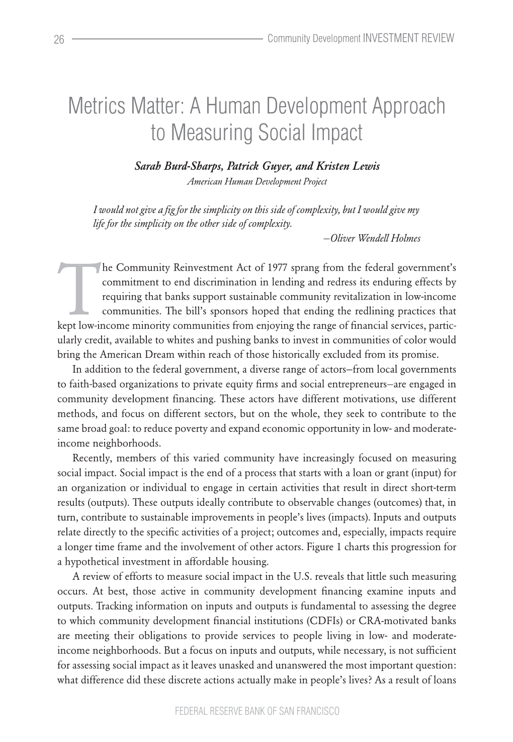 Metrics Matter: a Human Development Approach to Measuring Social Impact