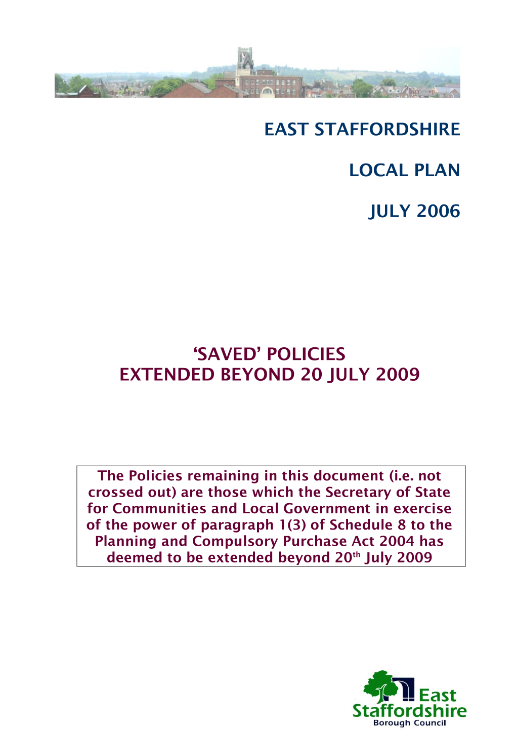 East Staffordshire Local Plan July 2006