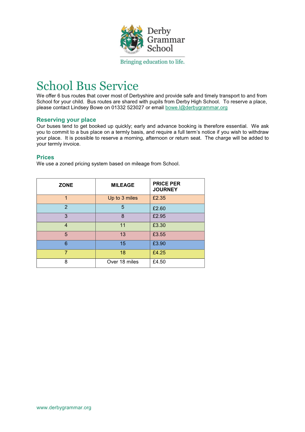 School Bus Service We Offer 6 Bus Routes That Cover Most of Derbyshire and Provide Safe and Timely Transport to and from School for Your Child