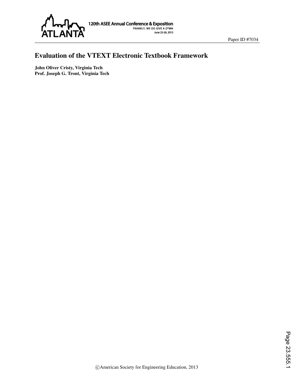 Evaluation of the VTEXT Electronic Textbook Framework