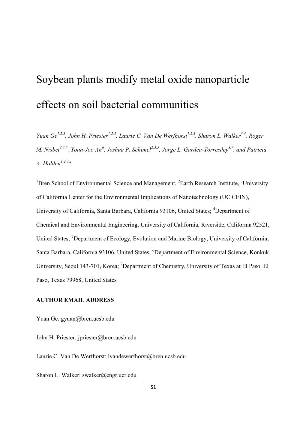 Soybean Plants Modify Metal Oxide Nanoparticle Effects on Soil Bacterial Communities