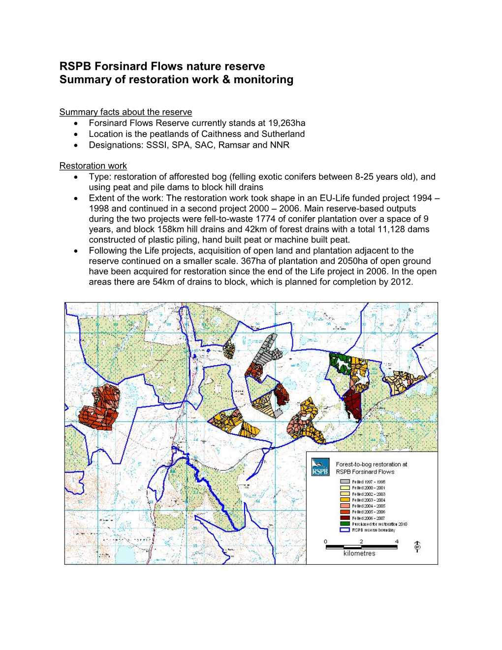 RSPB Forsinard Flows Nature Reserve Summary of Restoration Work & Monitoring