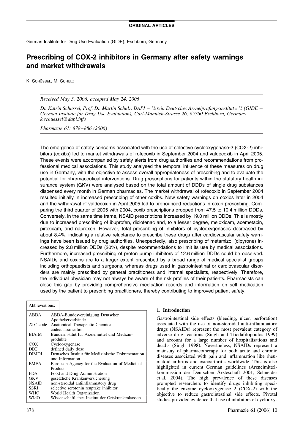 Prescribing of COX-2 Inhibitors in Germany After Safety Warnings and Market Withdrawals