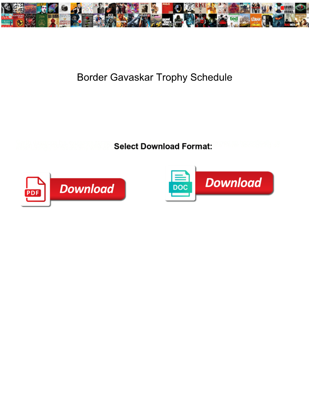 Border Gavaskar Trophy Schedule