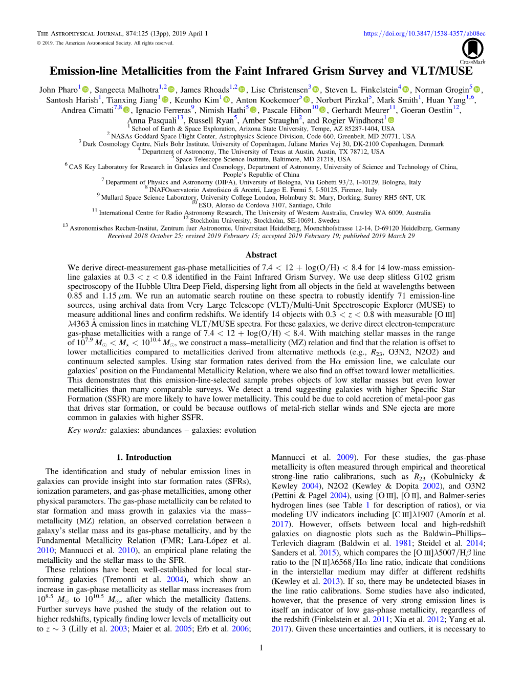 Emission-Line Metallicities from the Faint Infrared Grism Survey and VLT/MUSE