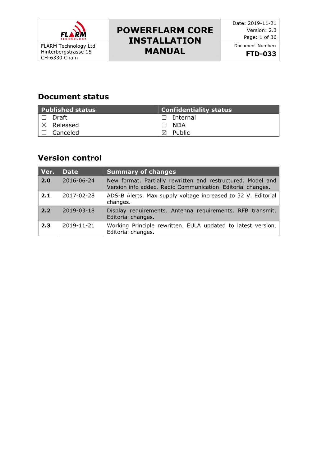 Powerflarm Core Installation Manual