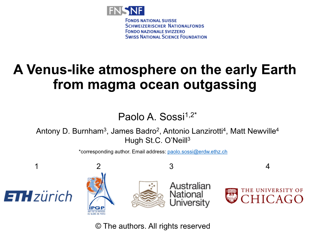 A Venus-Like Atmosphere on the Early Earth from Magma Ocean Outgassing