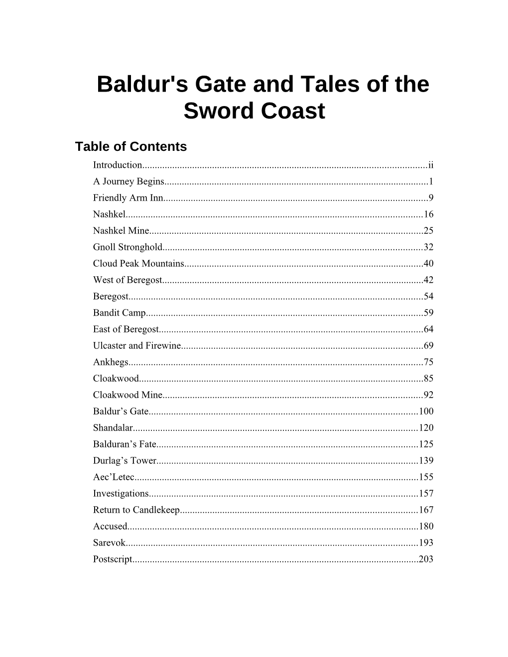 Baldur's Gate and TOTSC