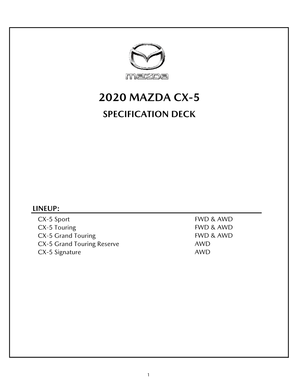 2020 Mazda Cx-5 Specification Deck