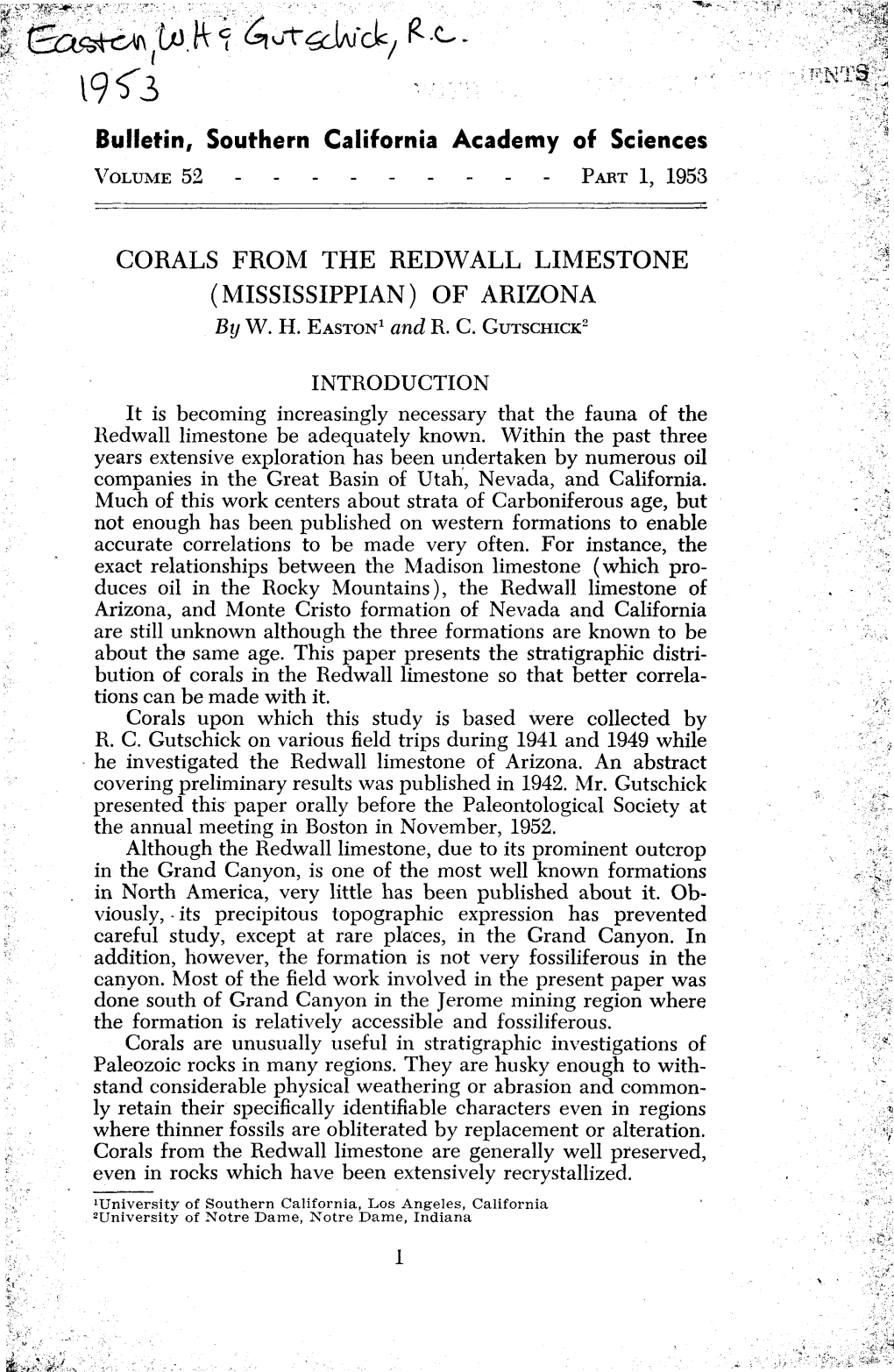 CORALS from the REDWALL LIMESTONE (MISSISSIPPIAN) of ARIZONA by W