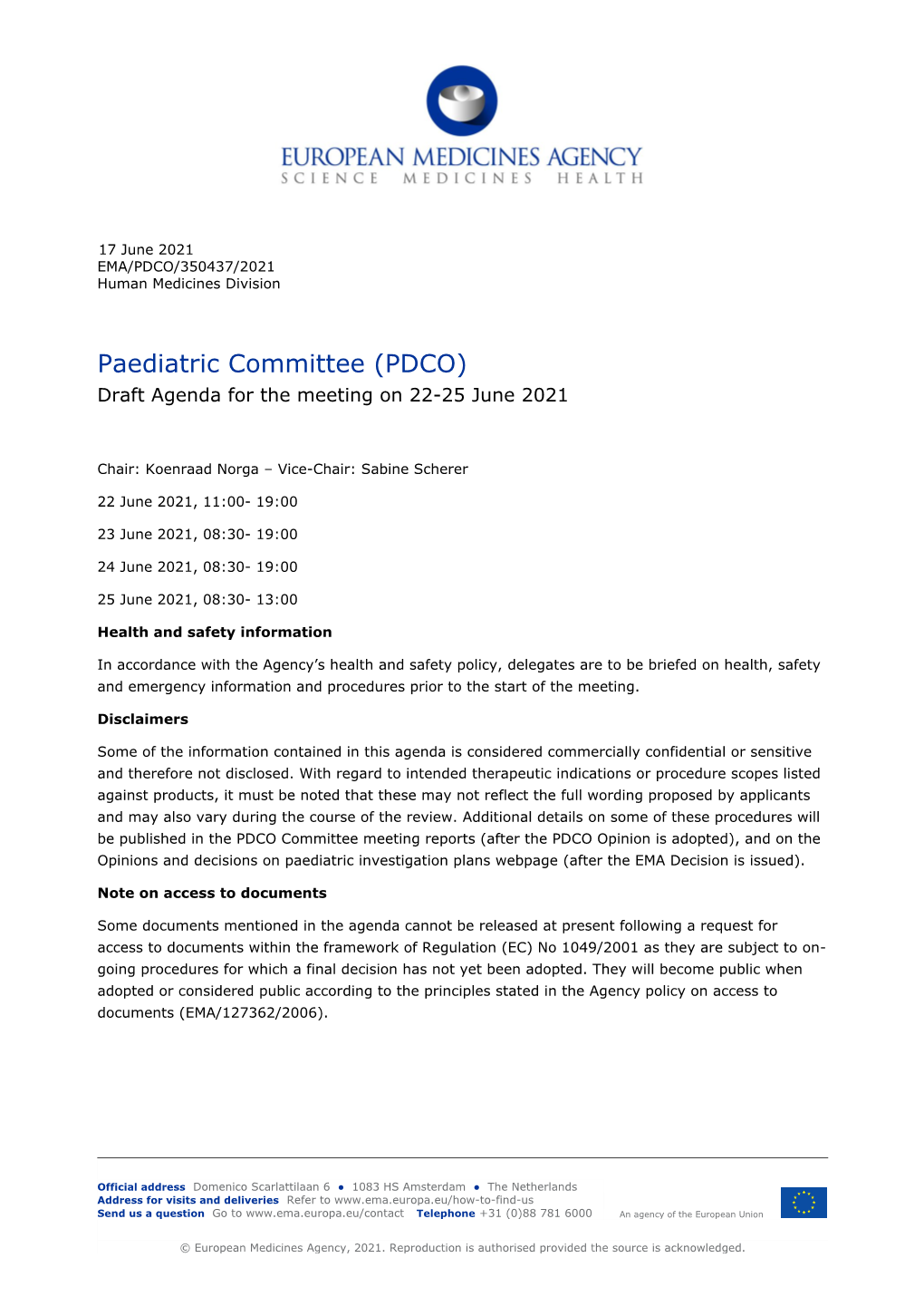 PDCO Agenda 22-25 June 2021