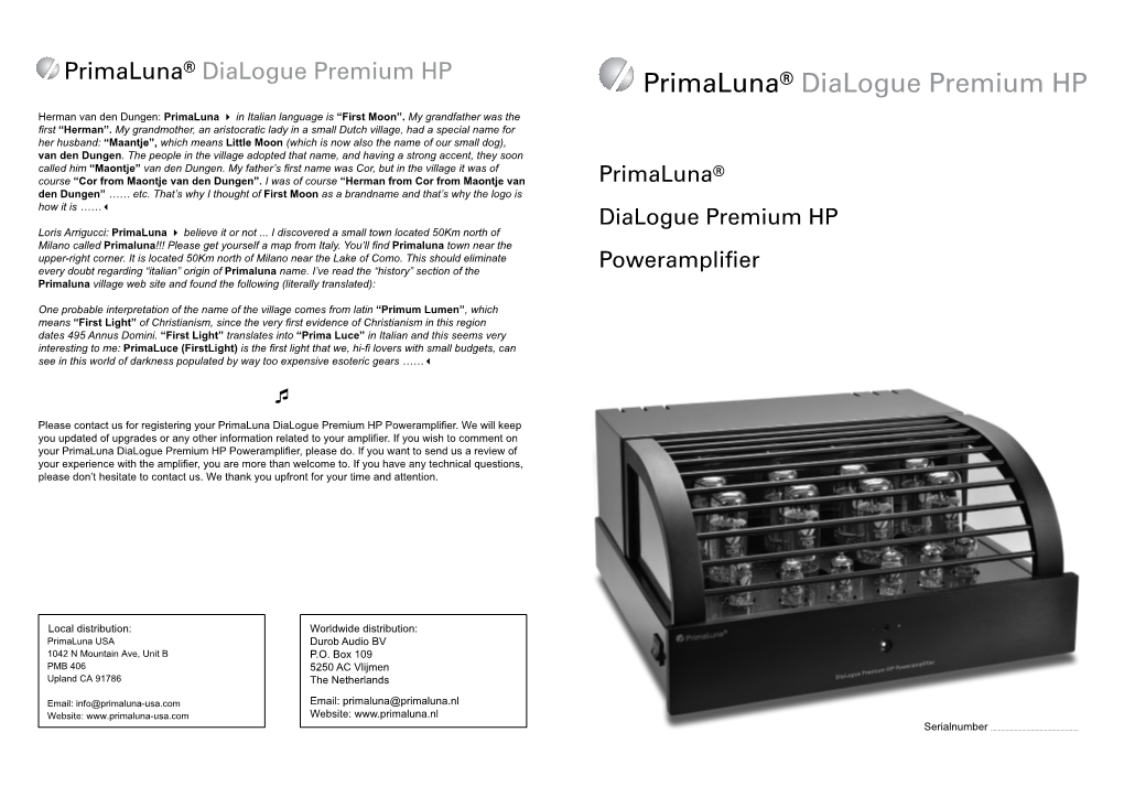 Primaluna® Dialogue Premium HP Poweramplifier