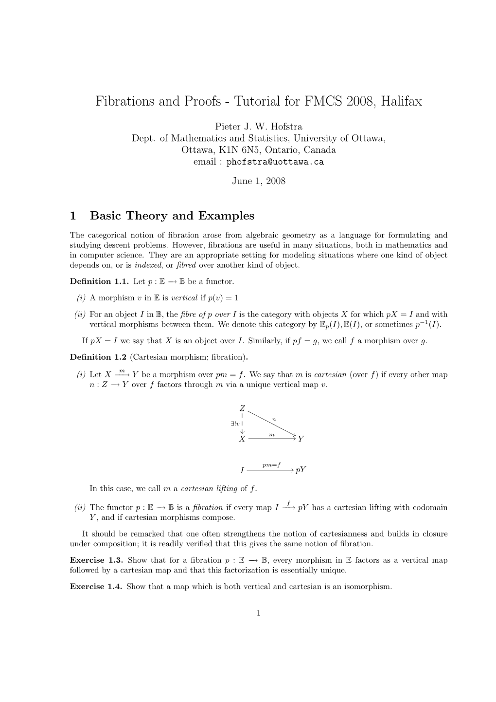 Fibrations and Proofs - Tutorial for FMCS 2008, Halifax