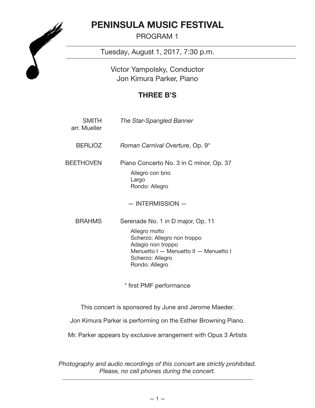 Peninsula Music Festival Program 1