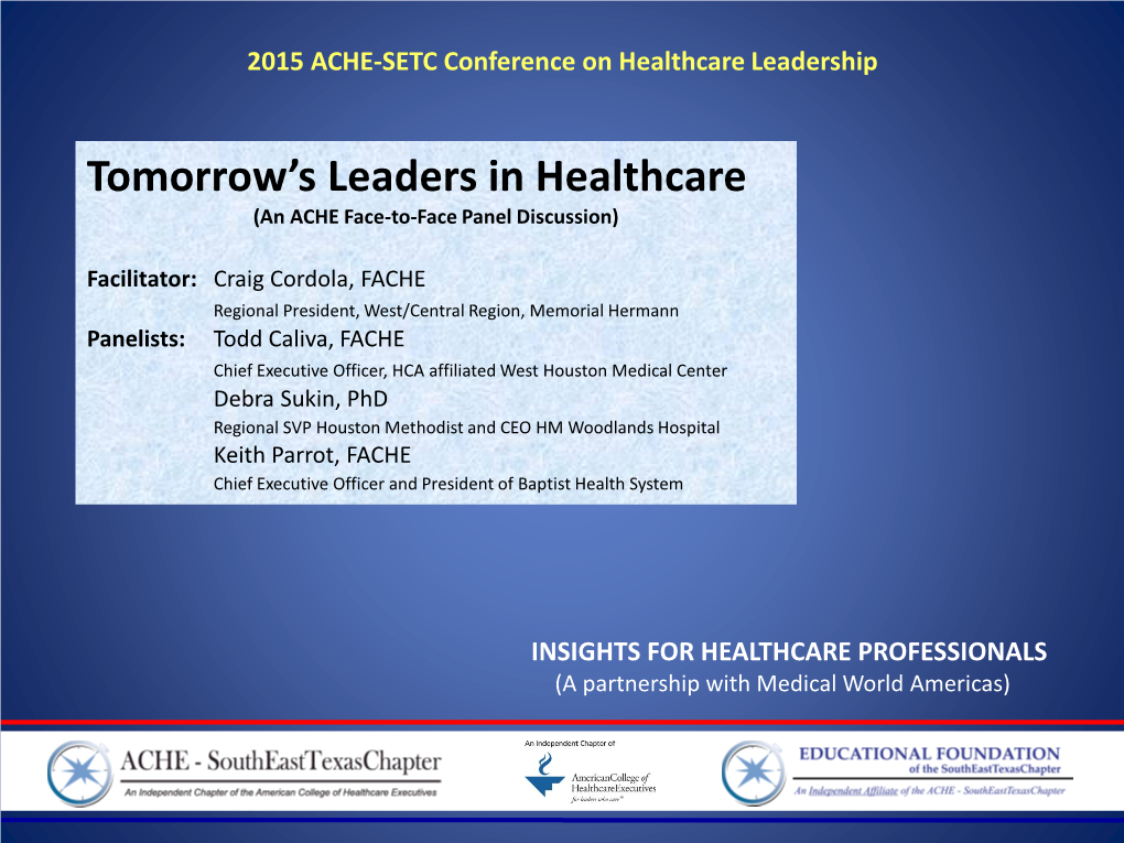Tomorrow's Leaders in Healthcare