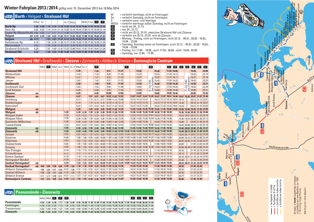 Barth › Velgast › Stralsund Hbf Stralsund Hbf › Greifswald › Züssow