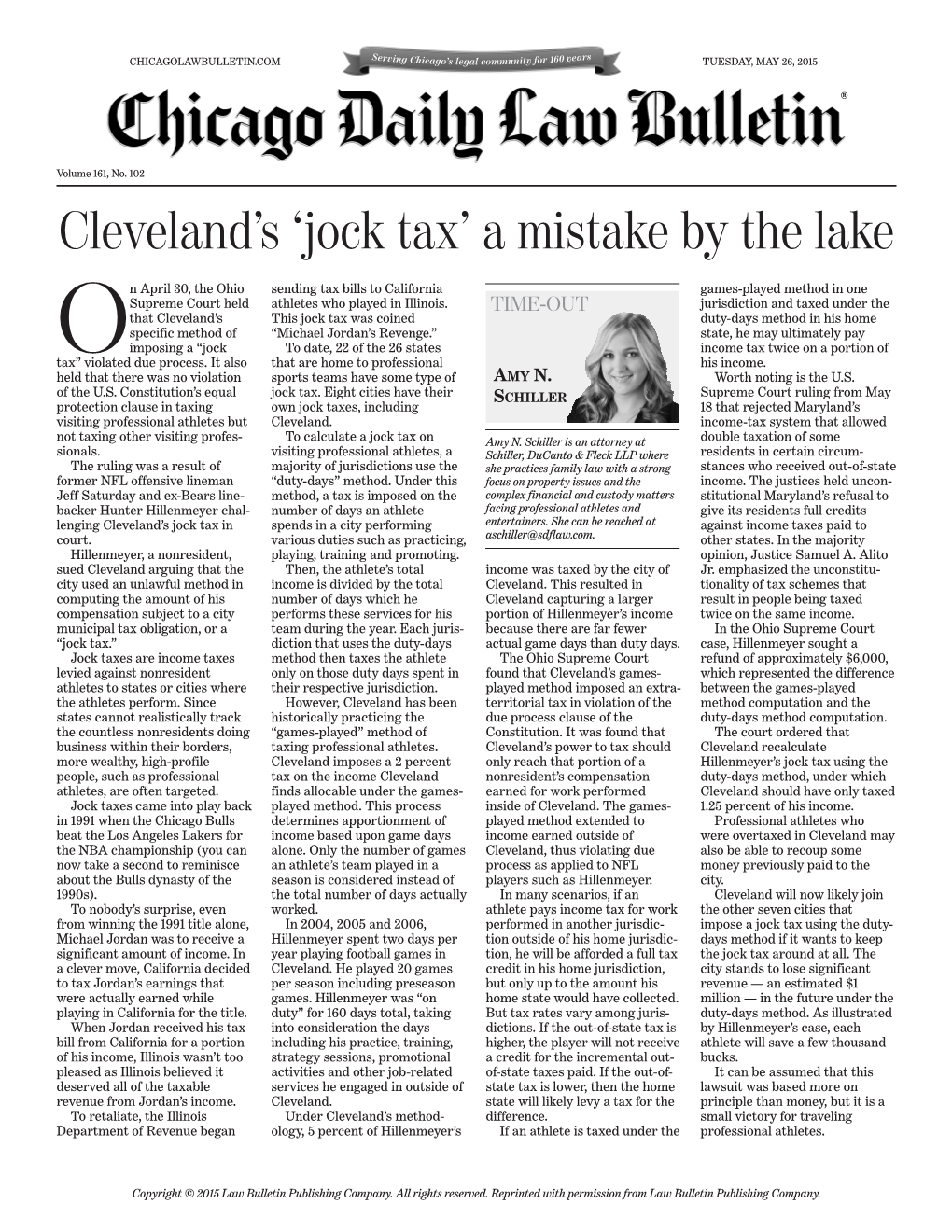 Jock Tax’ a Mistake by the Lake