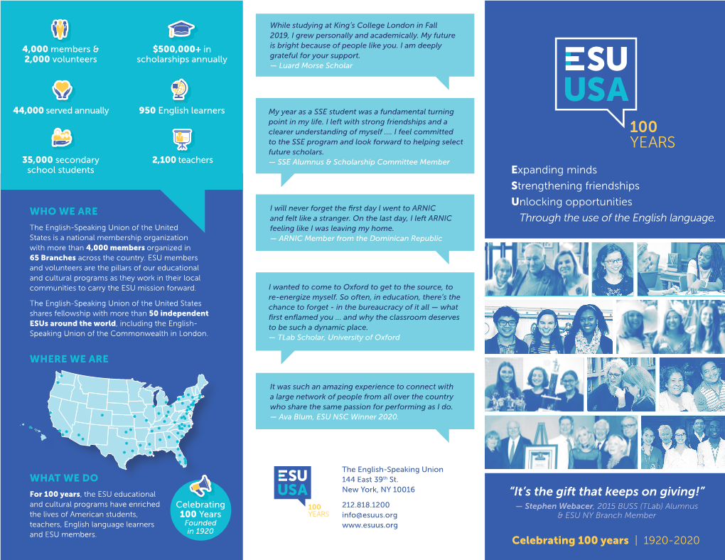 Download the 2020 ESU Brochure
