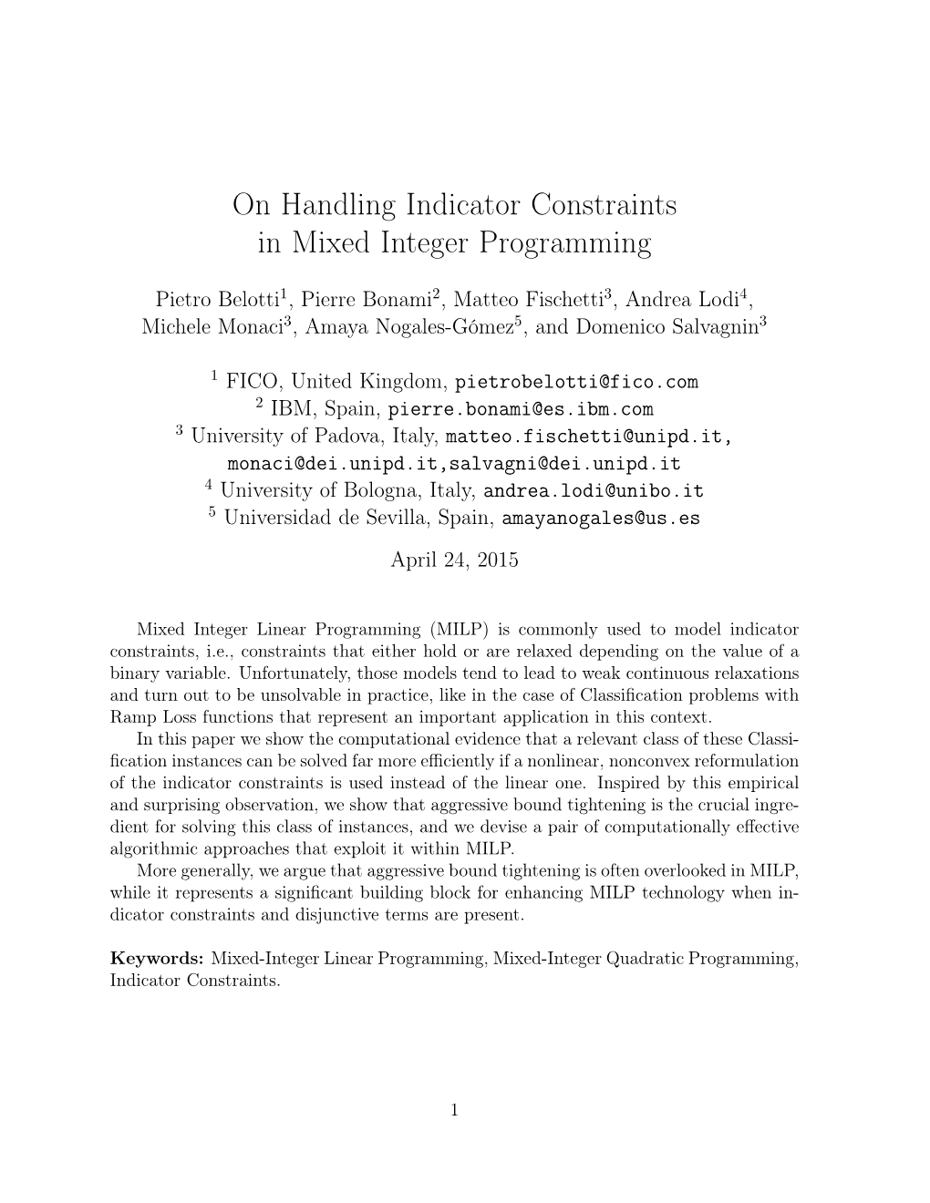 On Handling Indicator Constraints in Mixed Integer Programming