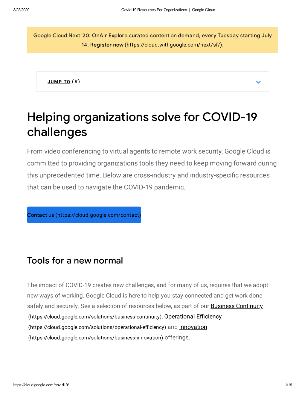 Helping Organizations Solve for COVID-19 Challenges