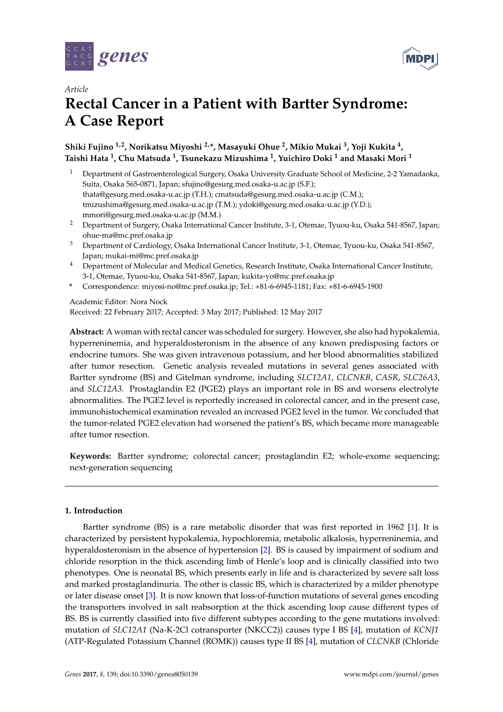 Rectal Cancer in a Patient with Bartter Syndrome: a Case Report