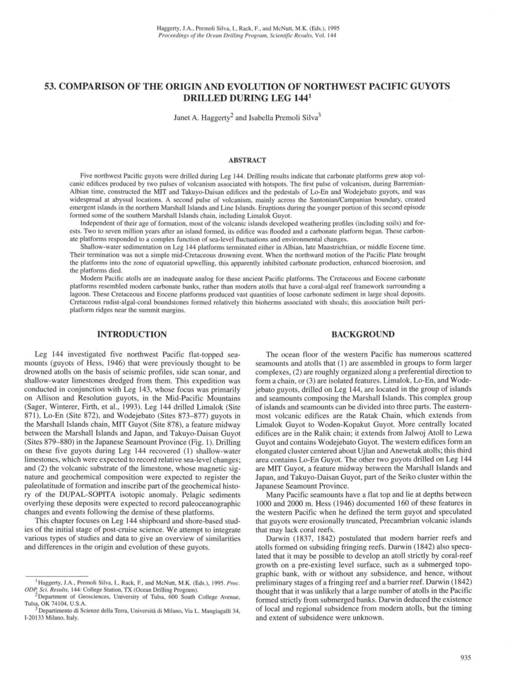 Ocean Drilling Program Scientific Results Volume