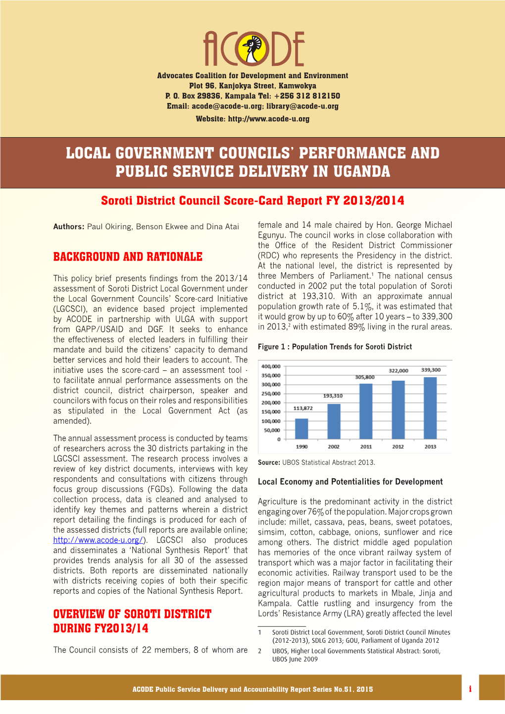 Local Government Councils' Performance and Public