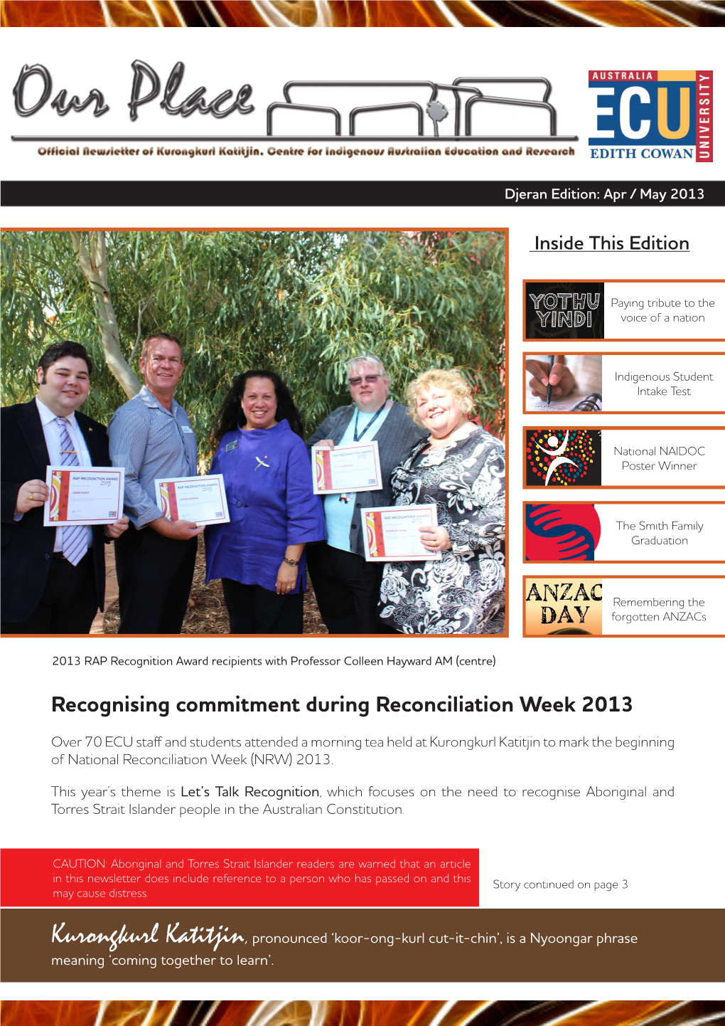 Recognising Commitment During Reconciliation Week 2013