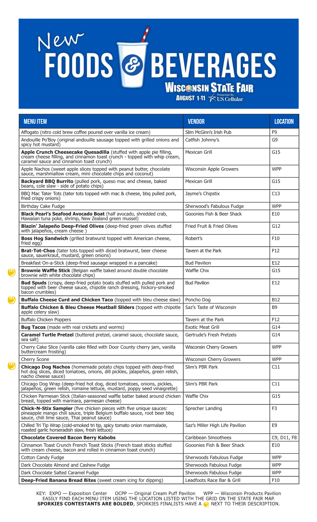 Menu Item Vendor Location