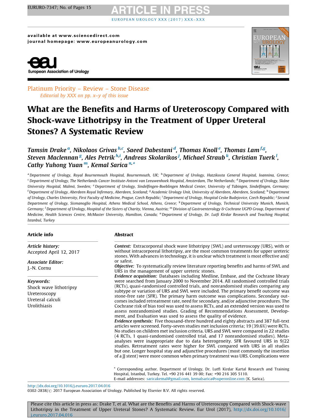 What Are the Benefits and Harms of Ureteroscopy Compared With