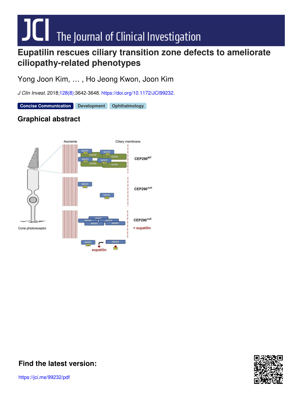 Eupatilin Rescues Ciliary Transition Zone Defects to Ameliorate Ciliopathy-Related Phenotypes