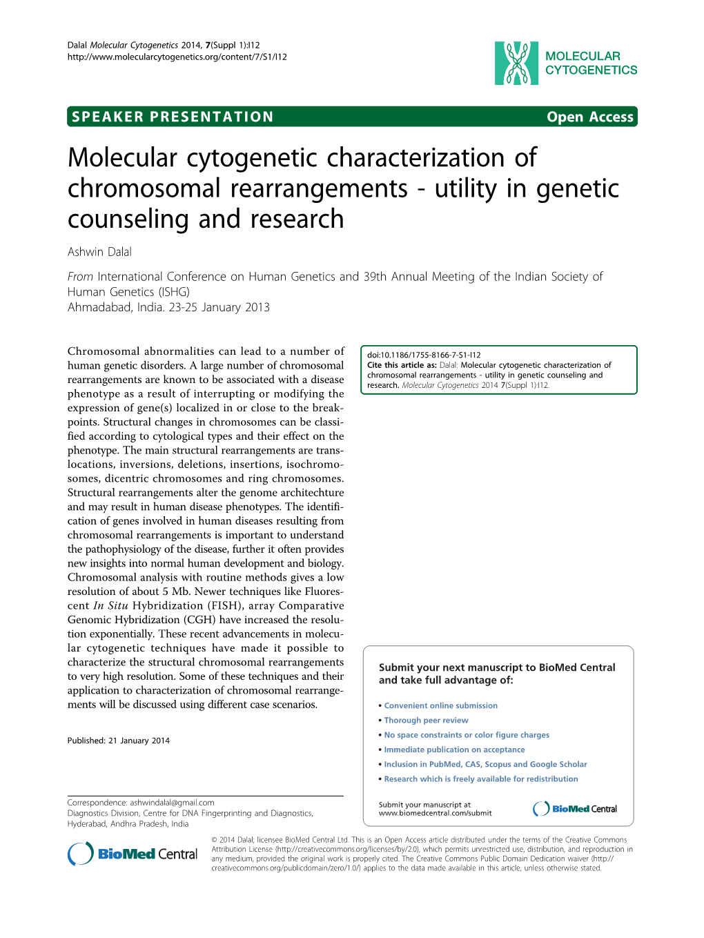 Molecular Cytogenetic Characterization Of
