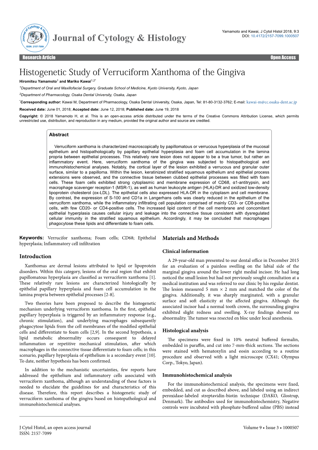 Histogenetic Study of Verruciform Xanthoma of the Gingiva