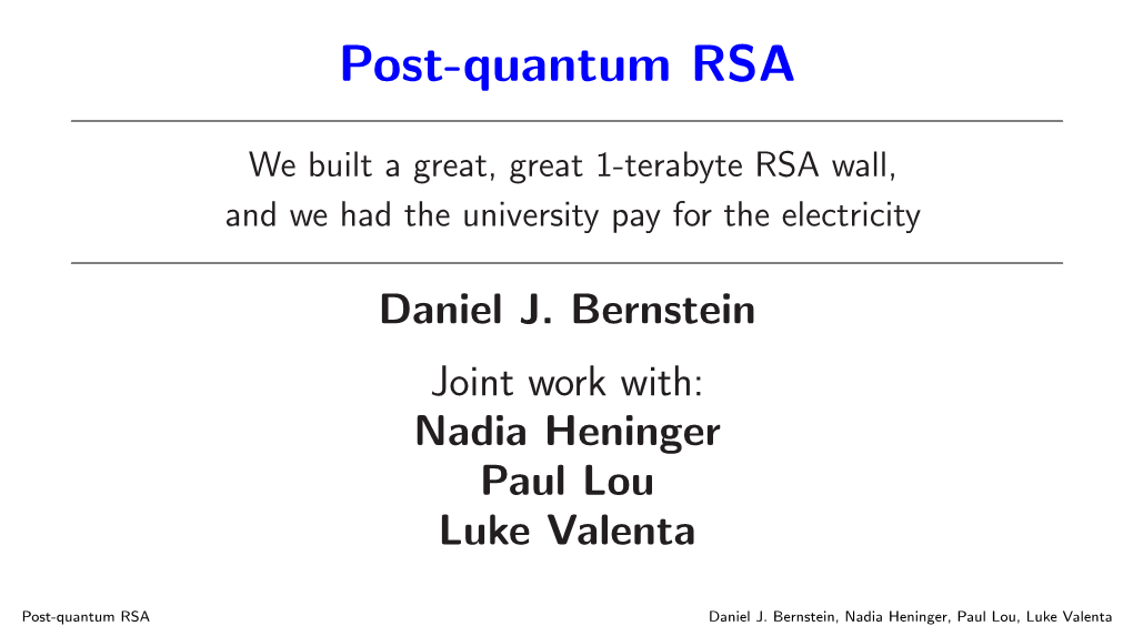 Post-Quantum RSA