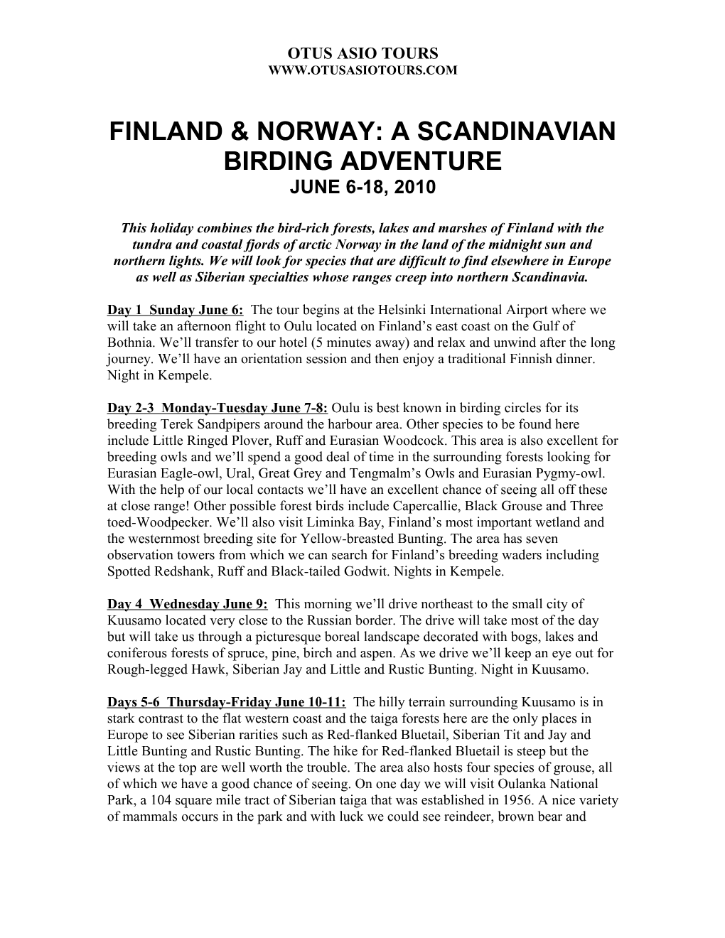 Finland & Norway: a Scandinavian Birding Adventure