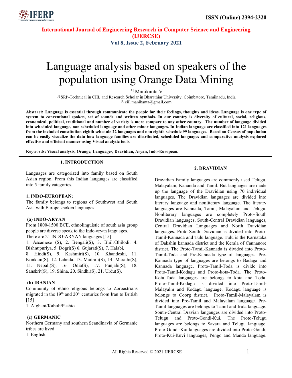 Language Analysis Based on Speakers of the Population Using