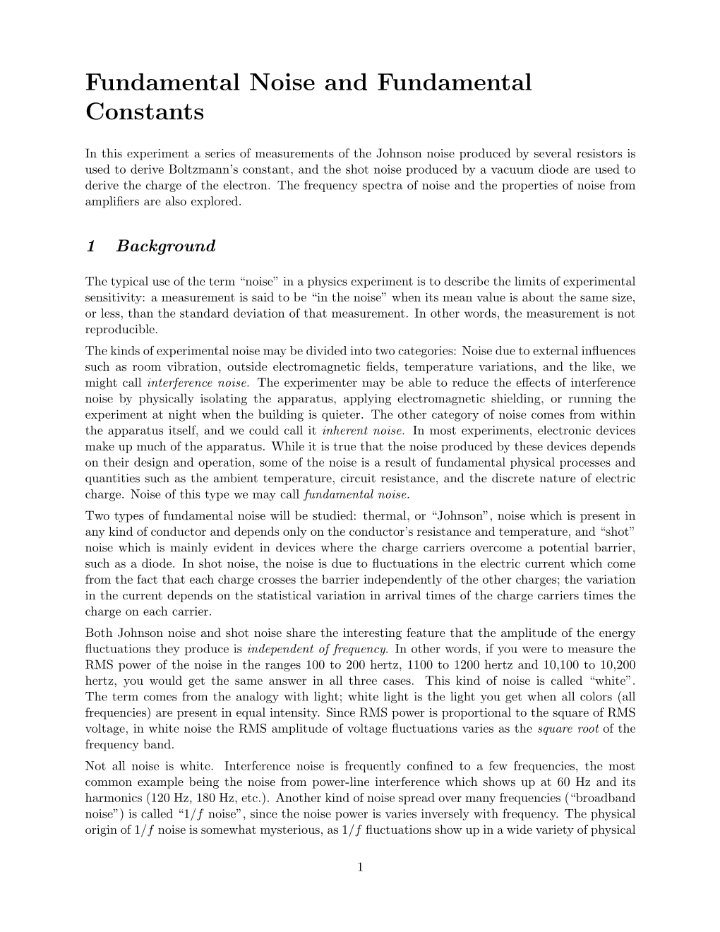 Fundamental Noise and Fundamental Constants