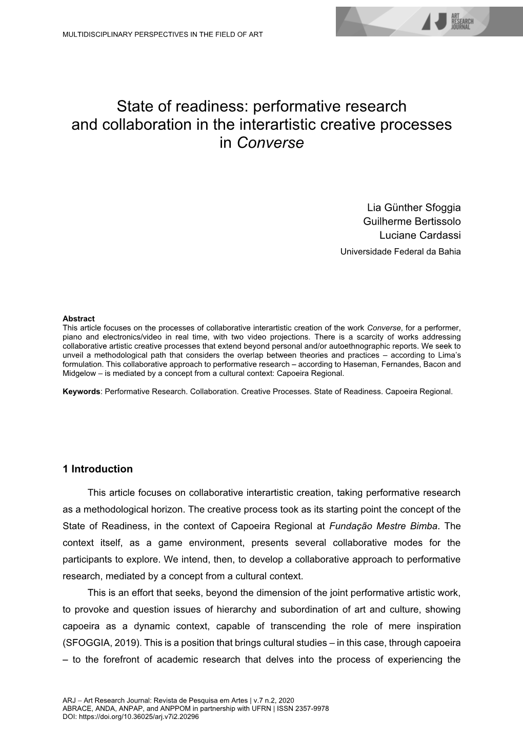 Performative Research and Collaboration in the Interartistic Creative Processes in Converse