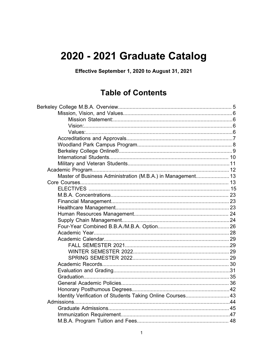 2020 - 2021 Graduate Catalog