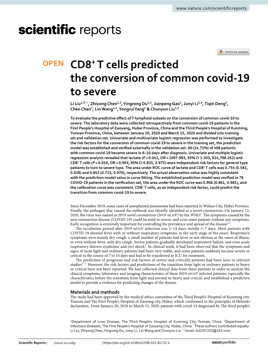 CD8+ T Cells Predicted the Conversion of Common Covid-19 to Severe