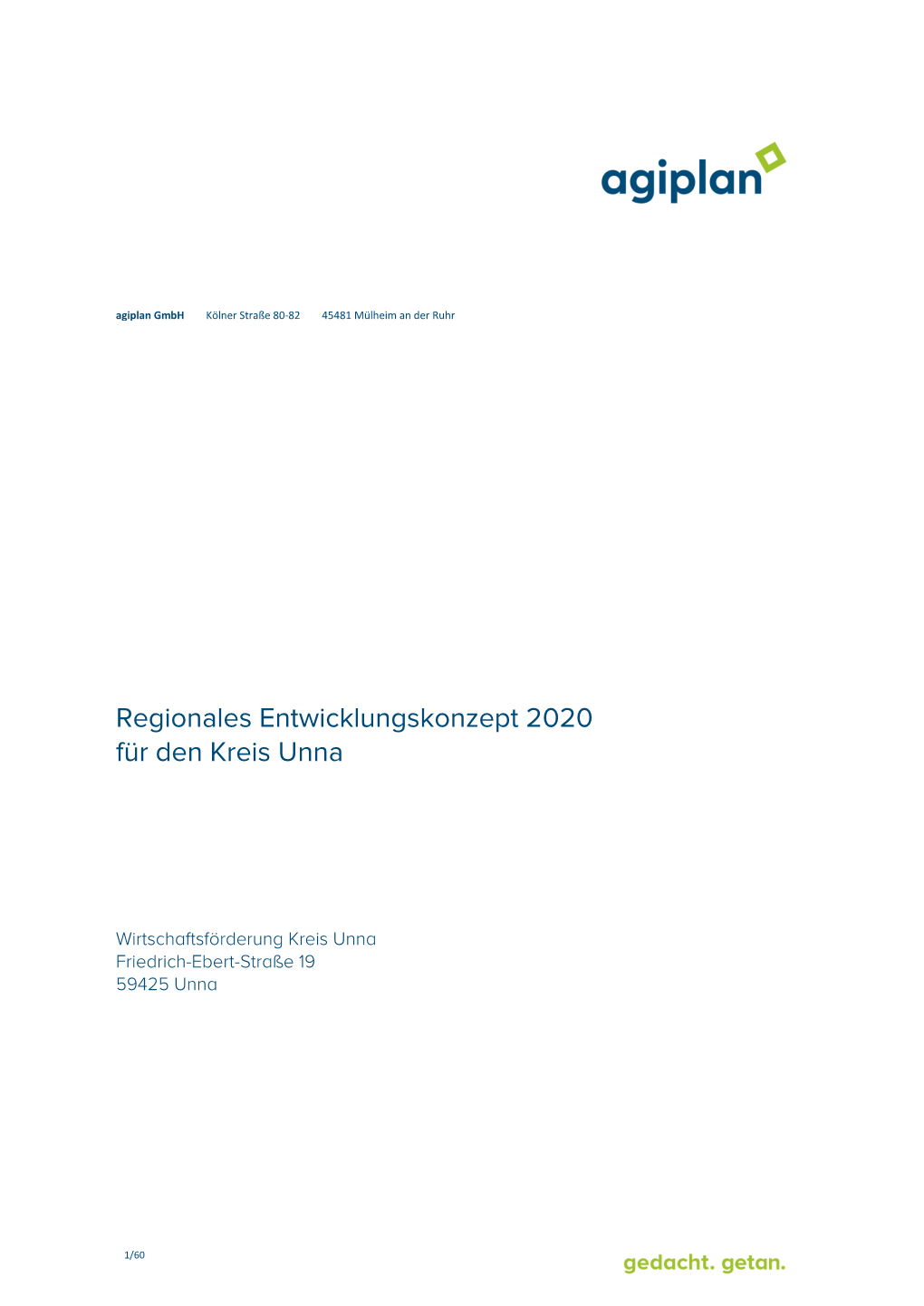 Regionales Entwicklungskonzept 2020 Für Den Kreis Unna