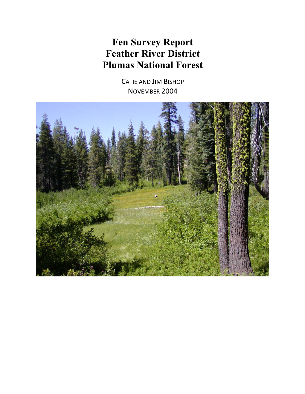 Fen Survey Report Feather River District Plumas National Forest