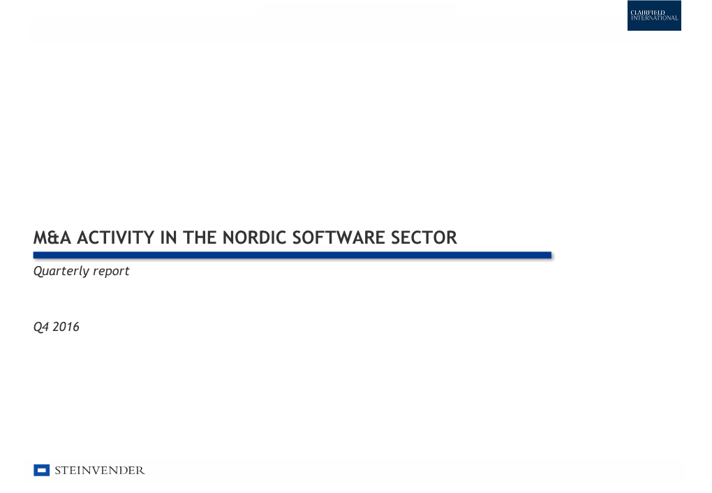 Report on the Nordic Software Sector Q4 2016