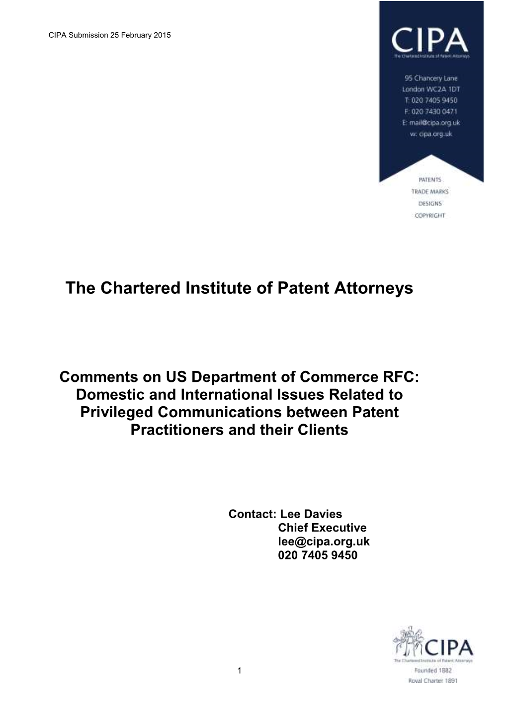 The Chartered Institute of Patent Attorneys