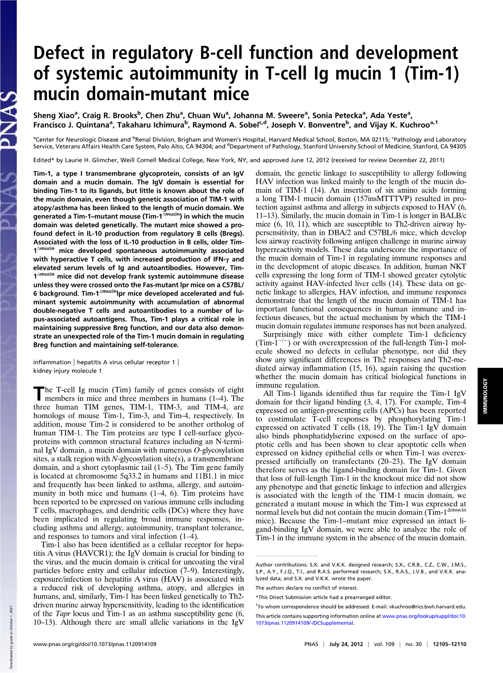 Tim-1) Mucin Domain-Mutant Mice