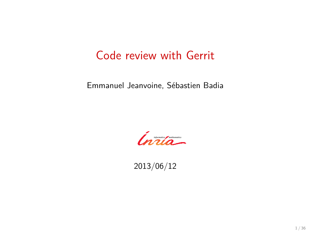 Code Review with Gerrit